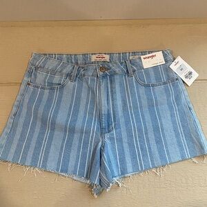 Wrangler Light Blue Striped Denim Cutoff Shorts